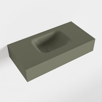 Mondiaz LEX Army vrijhangende solid surface wastafel 60cm. Positie wasbak midden