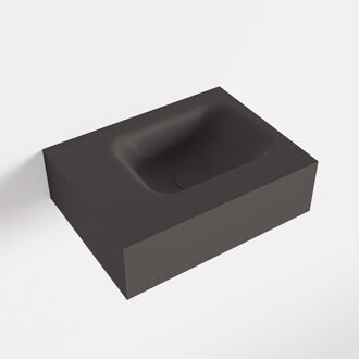 Mondiaz LEX Dark_grey vrijhangende solid surface wastafel 40cm. Positie wasbak rechts