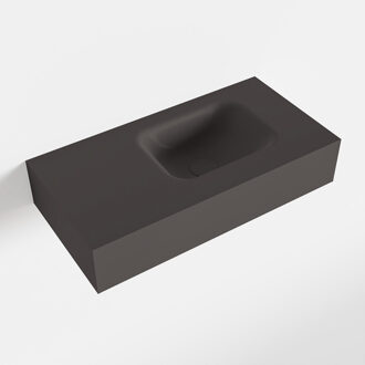 Mondiaz LEX Dark_grey vrijhangende solid surface wastafel 60cm. Positie wasbak rechts