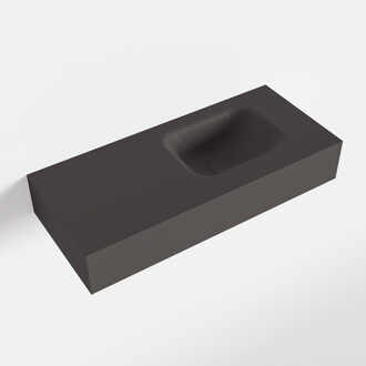 Mondiaz LEX Dark_grey vrijhangende solid surface wastafel 70cm. Positie wasbak rechts