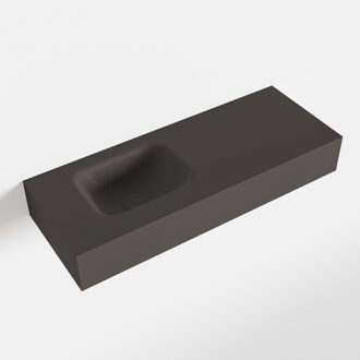 Mondiaz LEX Dark_grey vrijhangende solid surface wastafel 80cm. Positie wasbak links
