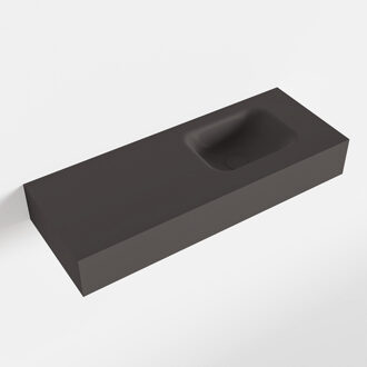Mondiaz LEX Dark_grey vrijhangende solid surface wastafel 80cm. Positie wasbak rechts