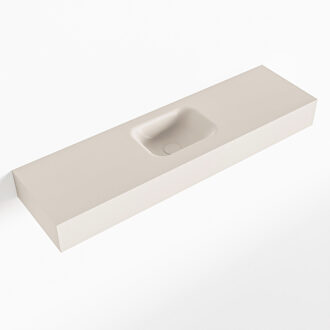 Mondiaz LEX Linen vrijhangende solid surface wastafel 110cm. Positie wasbak midden