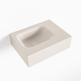 Mondiaz LEX Linen vrijhangende solid surface wastafel 40cm. Positie wasbak links