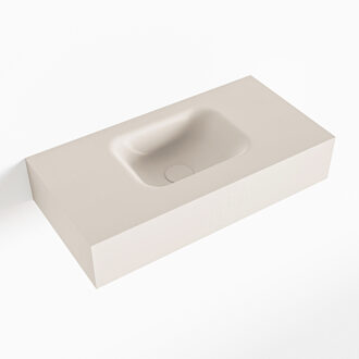 Mondiaz LEX Linen vrijhangende solid surface wastafel 60cm. Positie wasbak midden