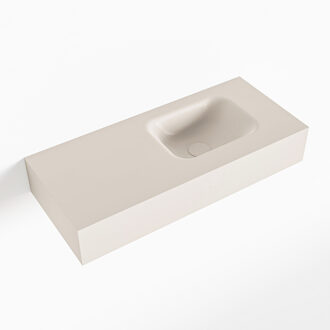 Mondiaz LEX Linen vrijhangende solid surface wastafel 70cm. Positie wasbak rechts