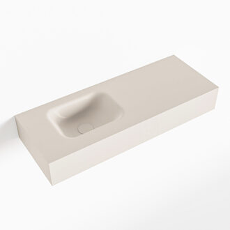 Mondiaz LEX Linen vrijhangende solid surface wastafel 80cm. Positie wasbak links