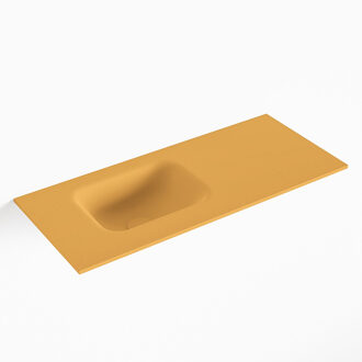 Mondiaz LEX Ocher solid surface inleg wastafel voor toiletmeubel 70cm. Positie wasbak links