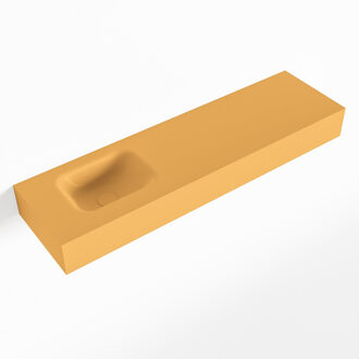 Mondiaz LEX Ocher vrijhangende solid surface wastafel 110cm. Positie wasbak links