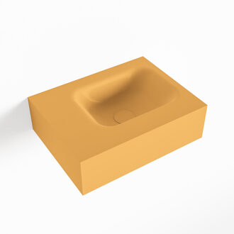 Mondiaz LEX Ocher vrijhangende solid surface wastafel 40cm. Positie wasbak rechts