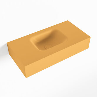 Mondiaz LEX Ocher vrijhangende solid surface wastafel 60cm. Positie wasbak midden