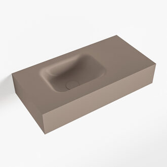 Mondiaz LEX Smoke vrijhangende solid surface wastafel 60cm. Positie wasbak links