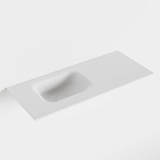 Mondiaz LEX Talc solid surface inleg wastafel voor toiletmeubel 70cm. Positie wasbak links