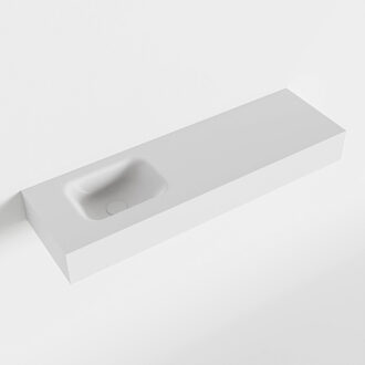 Mondiaz LEX Talc vrijhangende solid surface wastafel 100cm. Positie wasbak links