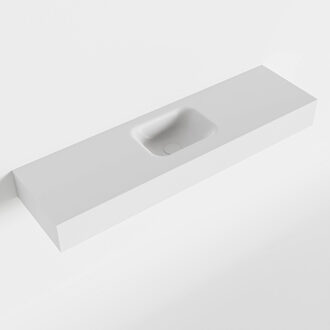 Mondiaz LEX Talc vrijhangende solid surface wastafel 110cm. Positie wasbak midden