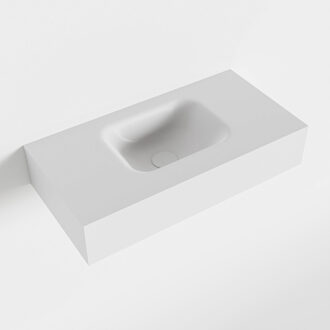 Mondiaz LEX Talc vrijhangende solid surface wastafel 60cm. Positie wasbak midden