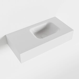 Mondiaz LEX Talc vrijhangende solid surface wastafel 60cm. Positie wasbak rechts