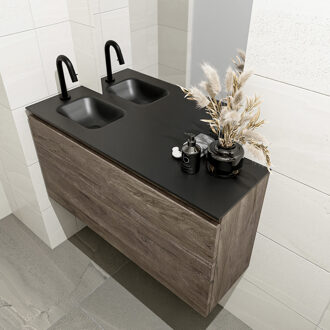 Mondiaz OLAN 100cm toiletmeubel dark brown. LEX wastafel urban links 1 kraangat