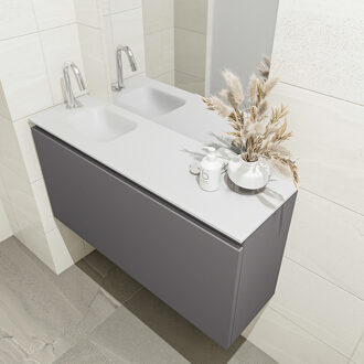 Mondiaz OLAN 100cm toiletmeubel dark grey. LEX wastafel talc links 1 kraangat