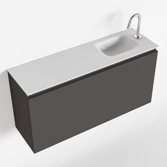 Mondiaz OLAN 100cm toiletmeubel dark grey. LEX wastafel talc rechts 1 kraangat