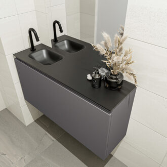 Mondiaz OLAN 100cm toiletmeubel dark grey. LEX wastafel urban links 1 kraangat