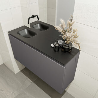 Mondiaz OLAN 100cm toiletmeubel dark grey. LEX wastafel urban links geen kraangat