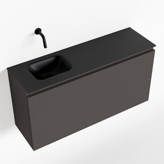 Mondiaz OLAN 100cm toiletmeubel dark grey. LEX wastafel urban links geen kraangat