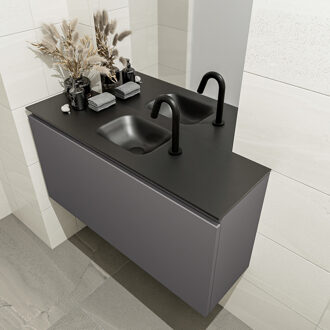 Mondiaz OLAN 100cm toiletmeubel dark grey. LEX wastafel urban midden 1 kraangat