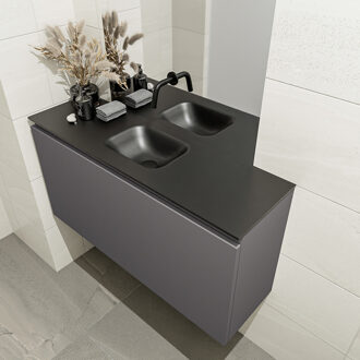 Mondiaz OLAN 100cm toiletmeubel dark grey. LEX wastafel urban midden geen kraangat