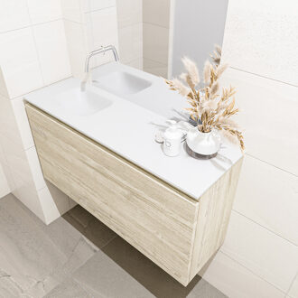 Mondiaz OLAN 100cm toiletmeubel light brown grey. LEX wastafel talc links geen kraangat