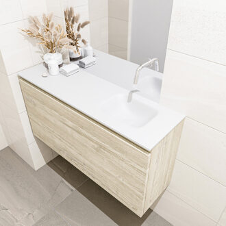 Mondiaz Olan 100cm toiletmeubel light brown grey met wastafel talc rechts geen kraangat