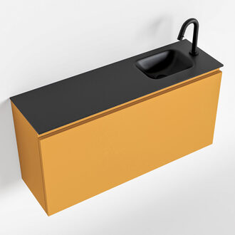 Mondiaz OLAN 100cm toiletmeubel ocher. LEX wastafel urban rechts 1 kraangat