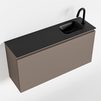 Mondiaz OLAN 100cm toiletmeubel smoke. LEX wastafel urban rechts 1 kraangat