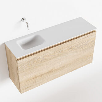Mondiaz OLAN 100cm toiletmeubel washed_oak. LEX wastafel talc links geen kraangat
