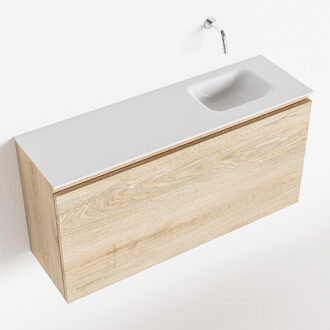 Mondiaz OLAN 100cm toiletmeubel washed_oak. LEX wastafel talc rechts geen kraangat