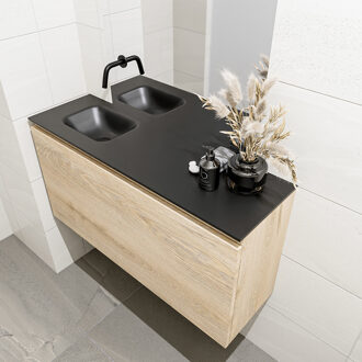 Mondiaz OLAN 100cm toiletmeubel washed_oak. LEX wastafel urban links geen kraangat