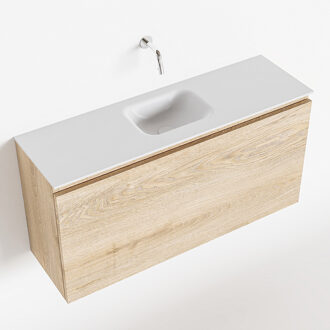 Mondiaz Olan 100cm toiletmeubel washed oak met wastafel talc midden geen kraangat