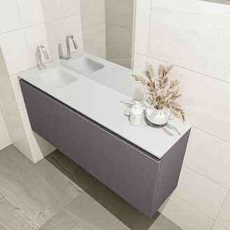 Mondiaz OLAN 120cm toiletmeubel dark grey. LEX wastafel talc links 1 kraangat