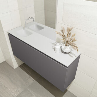 Mondiaz OLAN 120cm toiletmeubel dark grey. LEX wastafel talc links geen kraangat