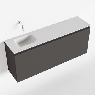 Mondiaz OLAN 120cm toiletmeubel dark grey. LEX wastafel talc links geen kraangat