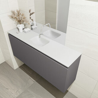 Mondiaz OLAN 120cm toiletmeubel dark grey. LEX wastafel talc midden geen kraangat