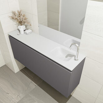 Mondiaz OLAN 120cm toiletmeubel dark grey. LEX wastafel talc rechts 1 kraangat