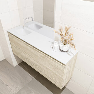 Mondiaz OLAN 120cm toiletmeubel light brown grey. LEX wastafel talc links geen kraangat