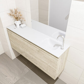 Mondiaz OLAN 120cm toiletmeubel light brown grey. LEX wastafel talc rechts 1 kraangat