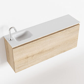 Mondiaz OLAN 120cm toiletmeubel washed_oak. LEX wastafel talc links 1 kraangat
