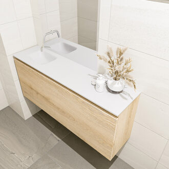 Mondiaz OLAN 120cm toiletmeubel washed_oak. LEX wastafel talc links geen kraangat