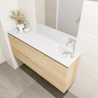 Mondiaz OLAN 120cm toiletmeubel washed_oak. LEX wastafel talc rechts 1 kraangat