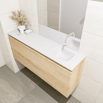 Mondiaz OLAN 120cm toiletmeubel washed_oak. LEX wastafel talc rechts geen kraangat