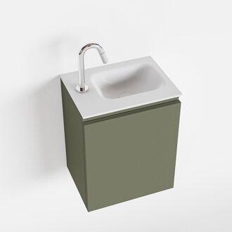 Mondiaz OLAN 40cm toiletmeubel army. LEX wastafel talc rechts 1 kraangat