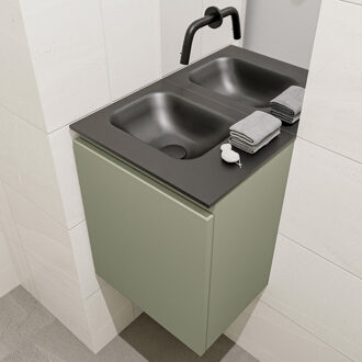 Mondiaz OLAN 40cm toiletmeubel army. LEX wastafel urban links geen kraangat